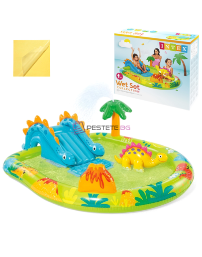 Водна площадка за деца с пързалка и пръскачка Little Dino Intex